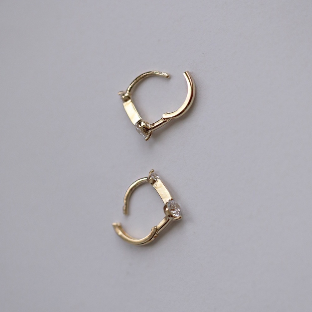 Sterling Silver Simulated Diamond Drop Bar Miniature Gold Earrings - Picture 4 of 8